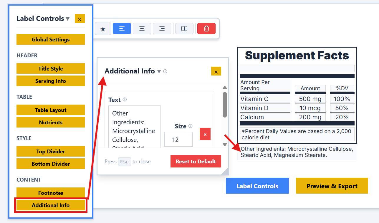 Additional Information Settings