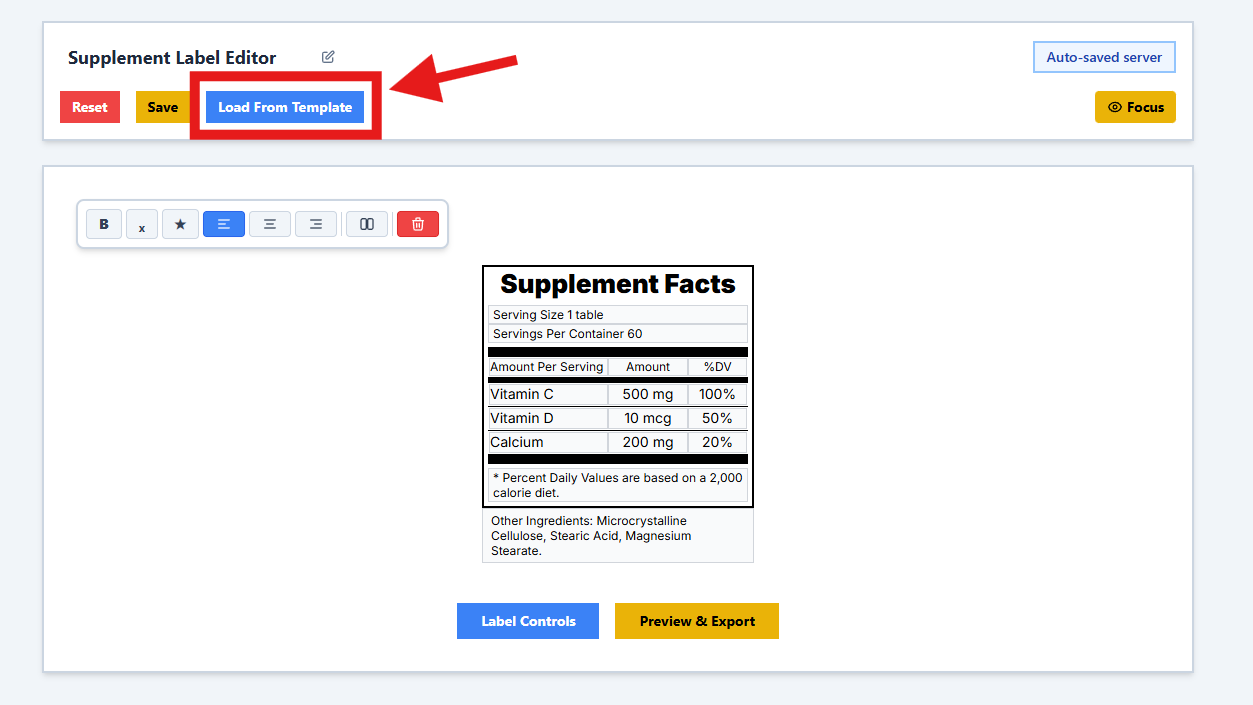 Load Template Button